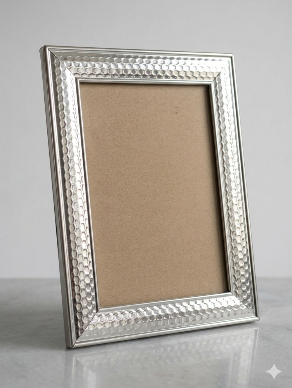 Unbranded Standard Honeycomb Silver Metallic Picture Frame Desk Art Decor Accent